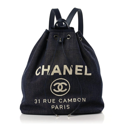 Chanel Canvas Large Deauville Backpack Denim Blue 1 of 9