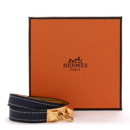 Hermes Swift Rivale Double Tour Bracelet T2 Bleu Encre Ambre 6 of 6