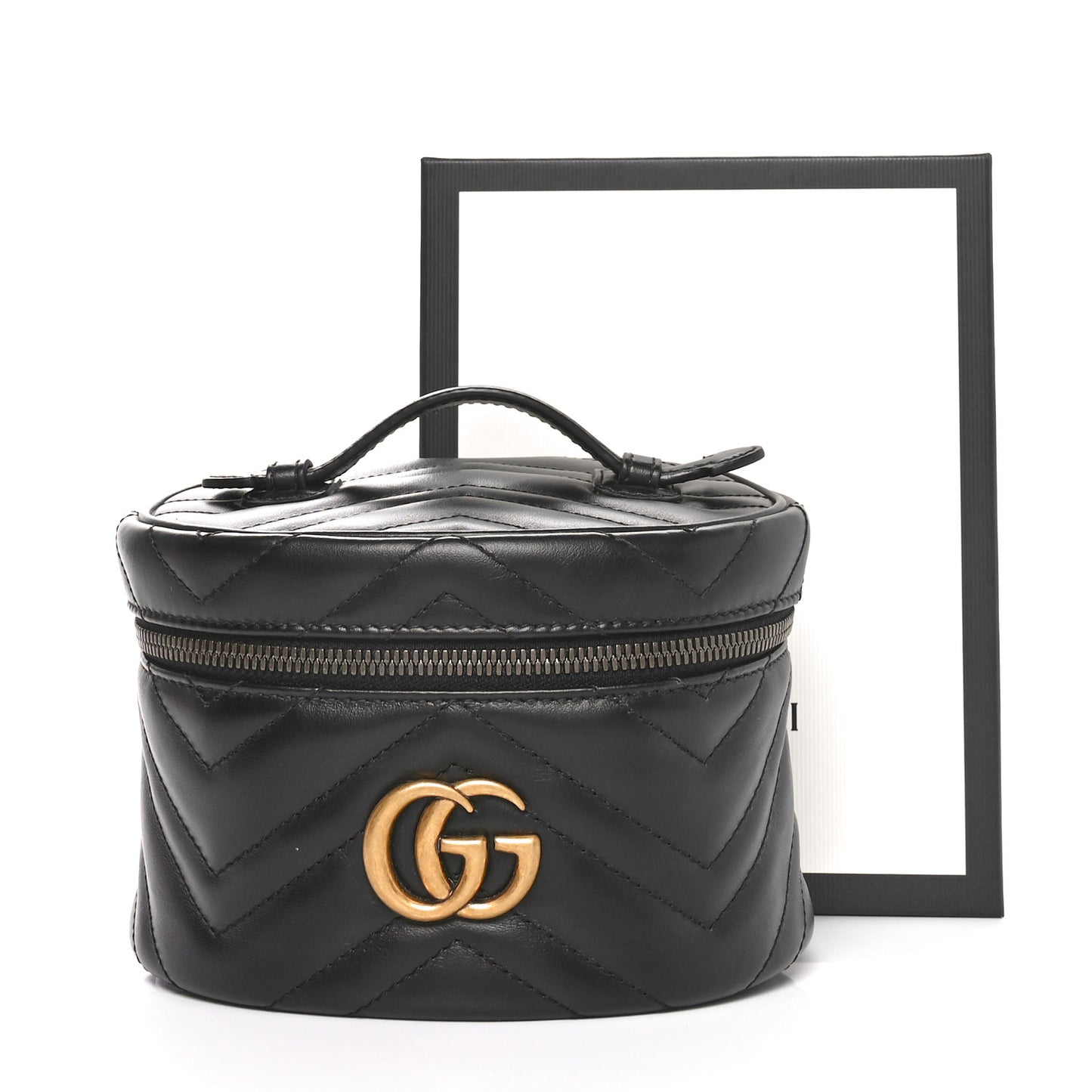 Calfskin Matelasse GG Marmont Vanity Cosmetic Case Black