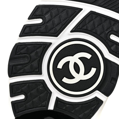 Chanel Mesh Suede Calfskin Grained Calfskin Womens CC Sneakers 41 White Black 6 of 9