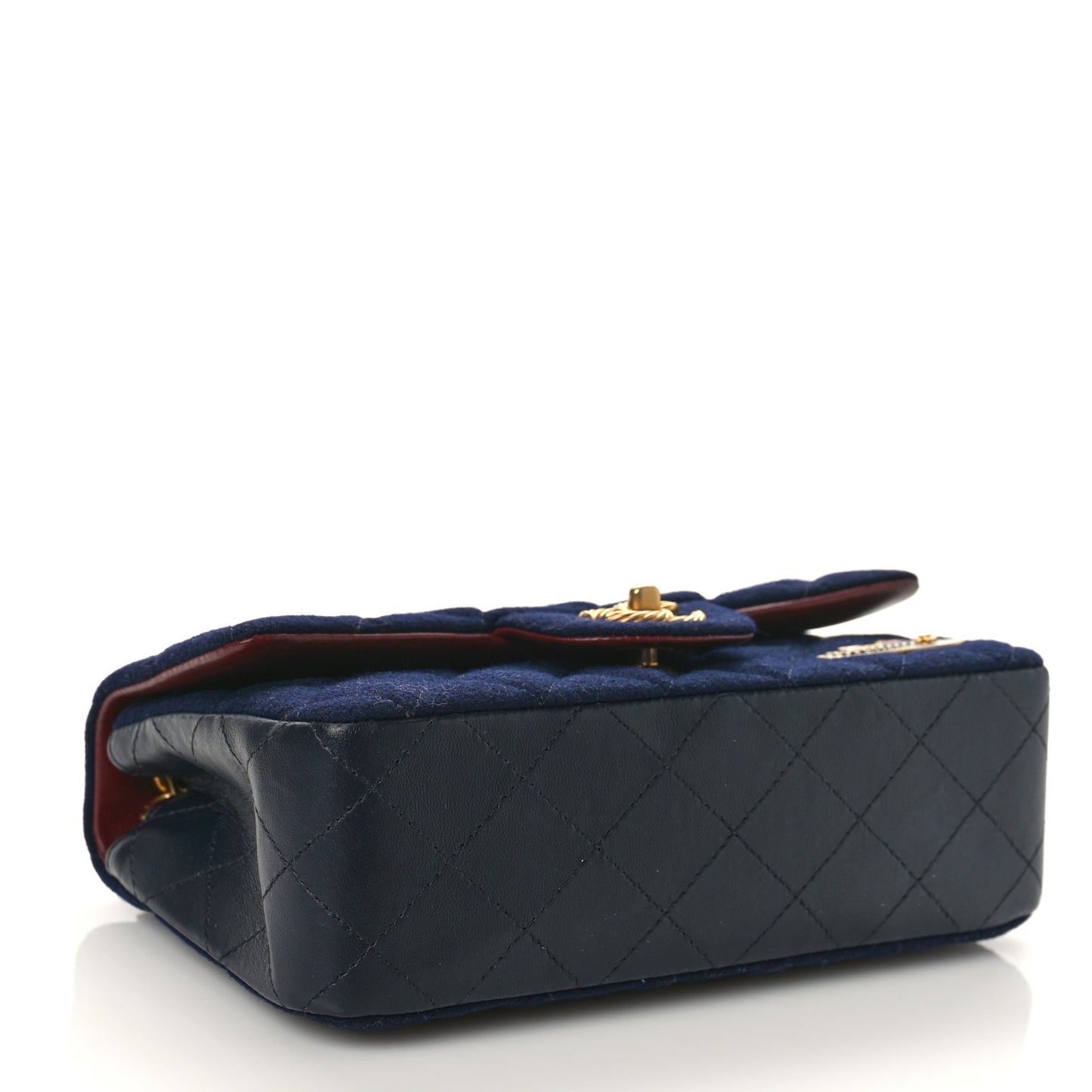 Felt Quilted Paris-Hamburg Charms Mini Rectangular Flap Dark Navy
