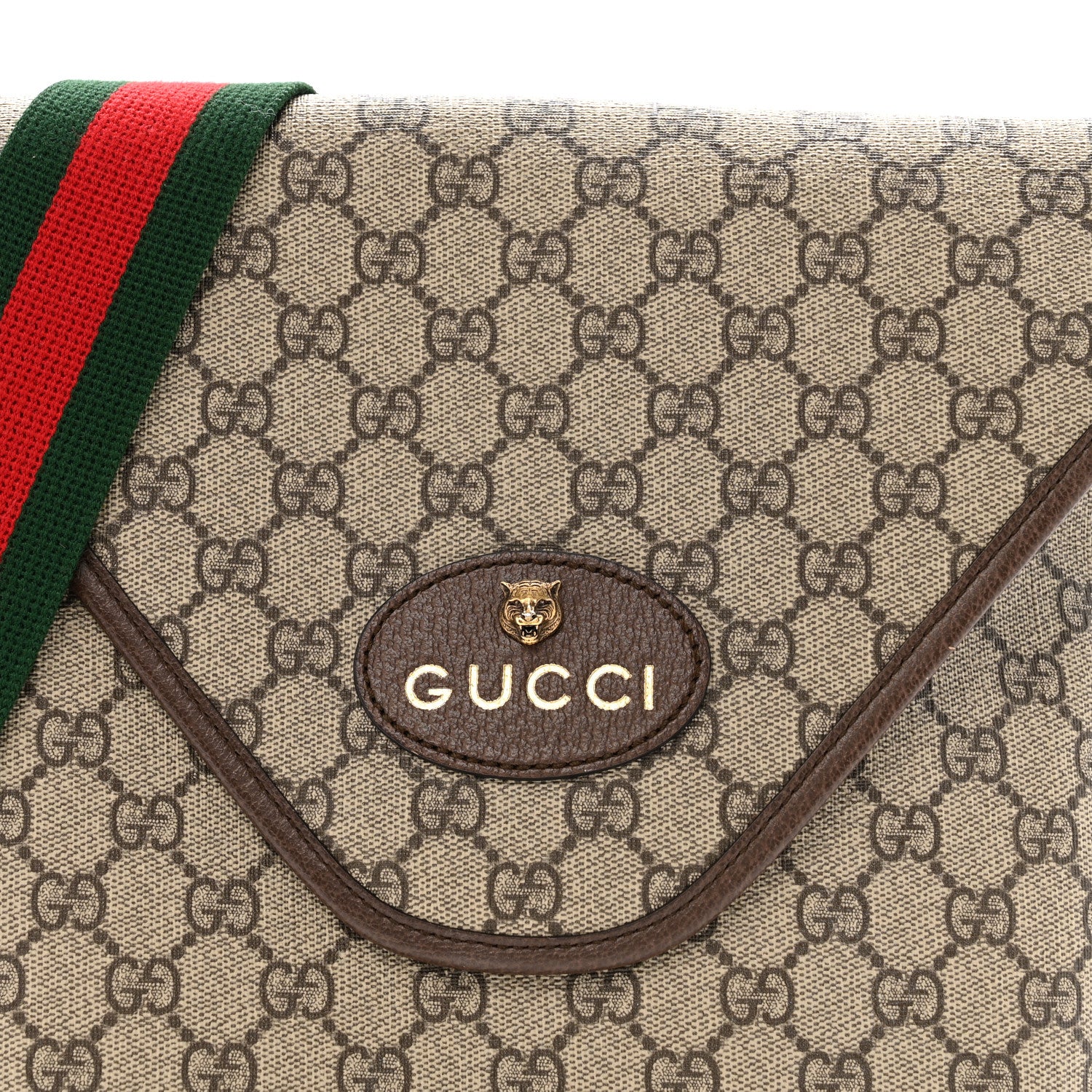 Gucci GG Supreme Monogram Web Medium Neo Vintage Flap Messenger Bag Beige New Acero 8 of 14