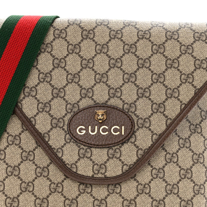 Gucci GG Supreme Monogram Web Medium Neo Vintage Flap Messenger Bag Beige New Acero 8 of 14