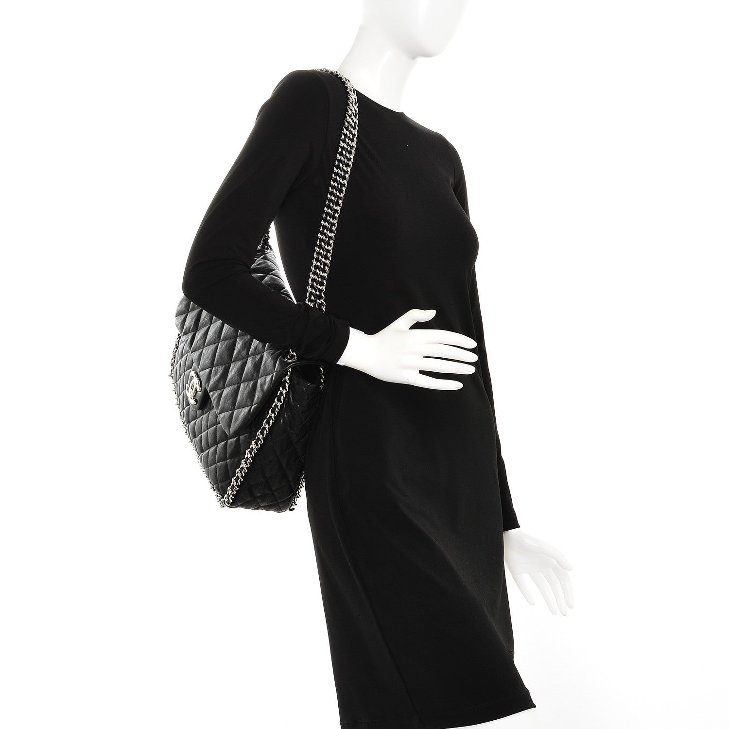 Chanel Washed Lambskin Quilted Maxi Chain Around Flap Black 2 of 8