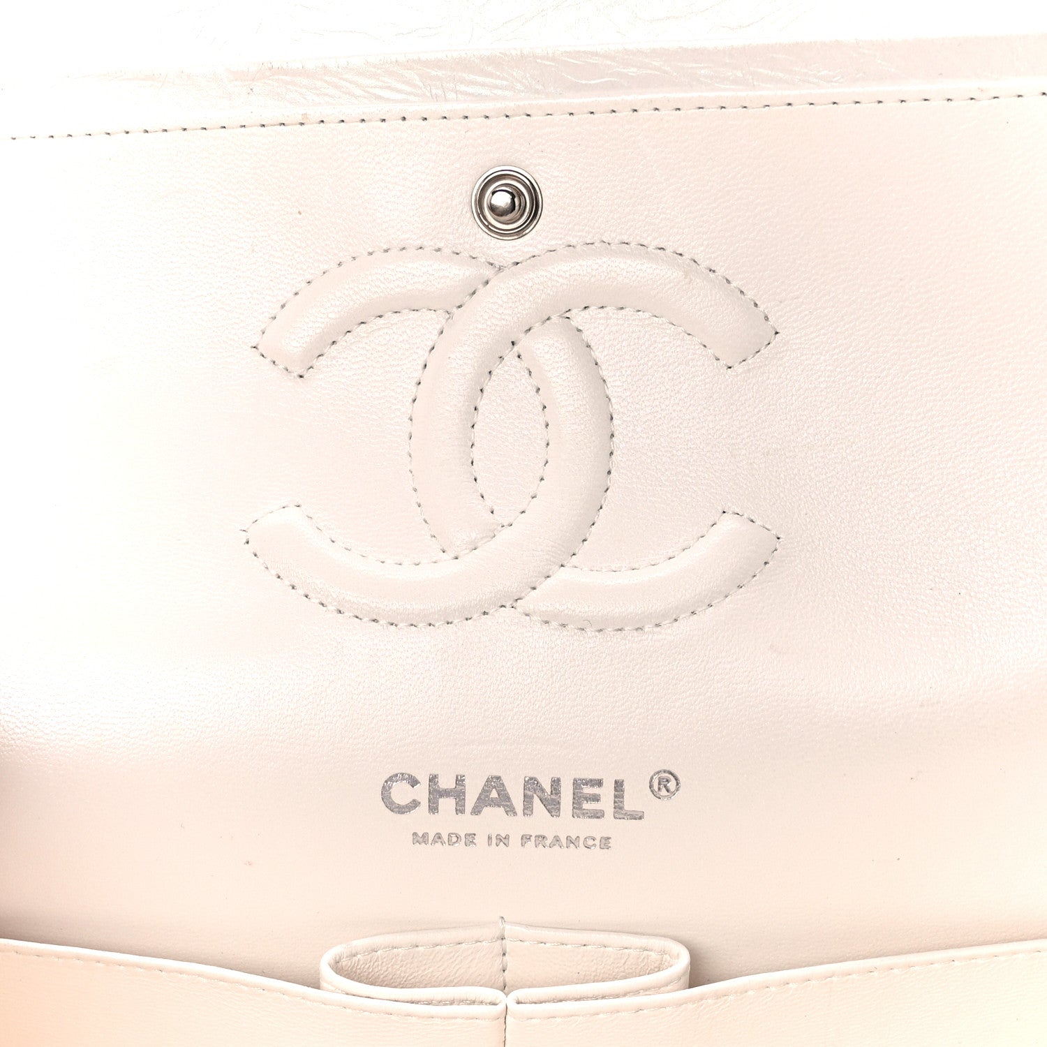 Chanel Iridescent Crumpled Calfskin Quilted Medium Double Flap White 6 of 12