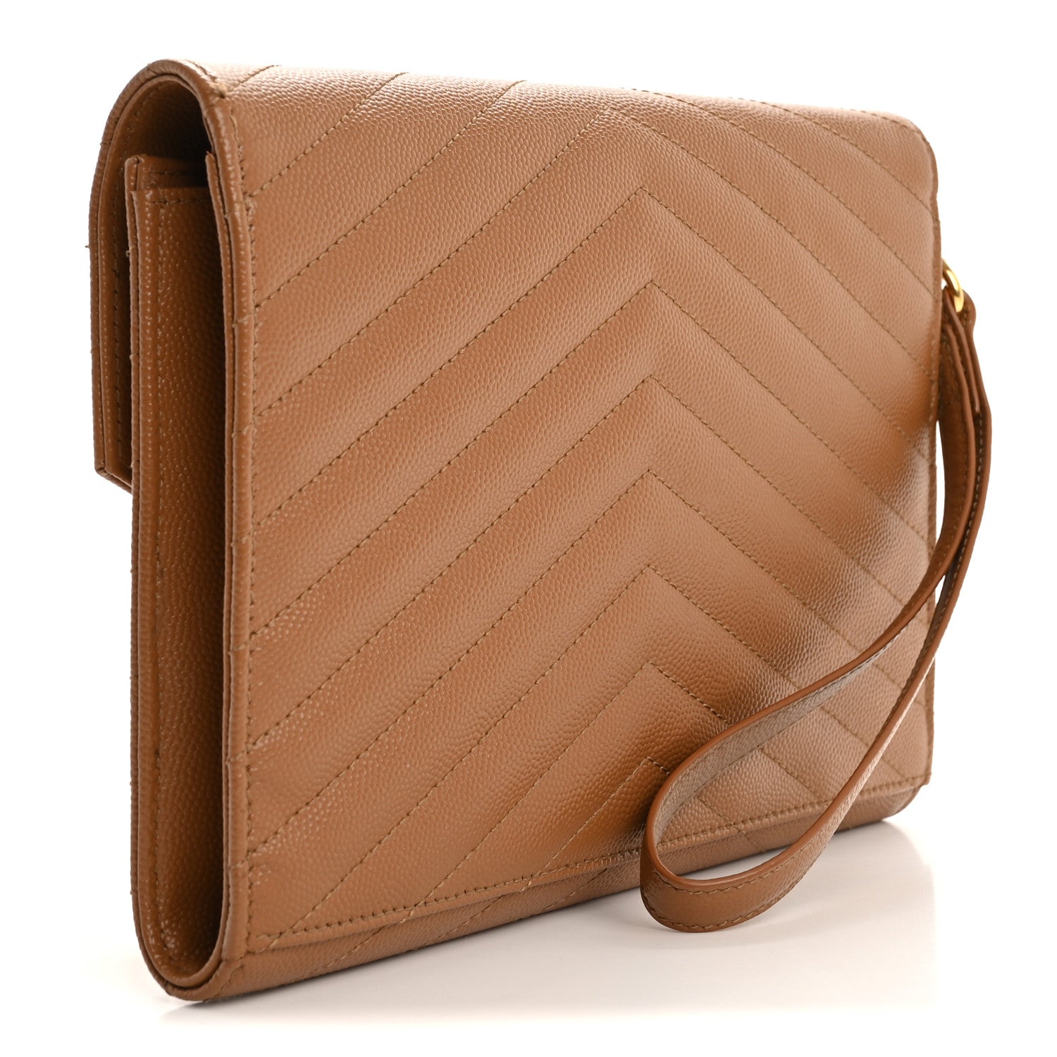 Saint Laurent Grain De Poudre Matelasse Chevron Monogram Envelope Natural Dark 3 of 10