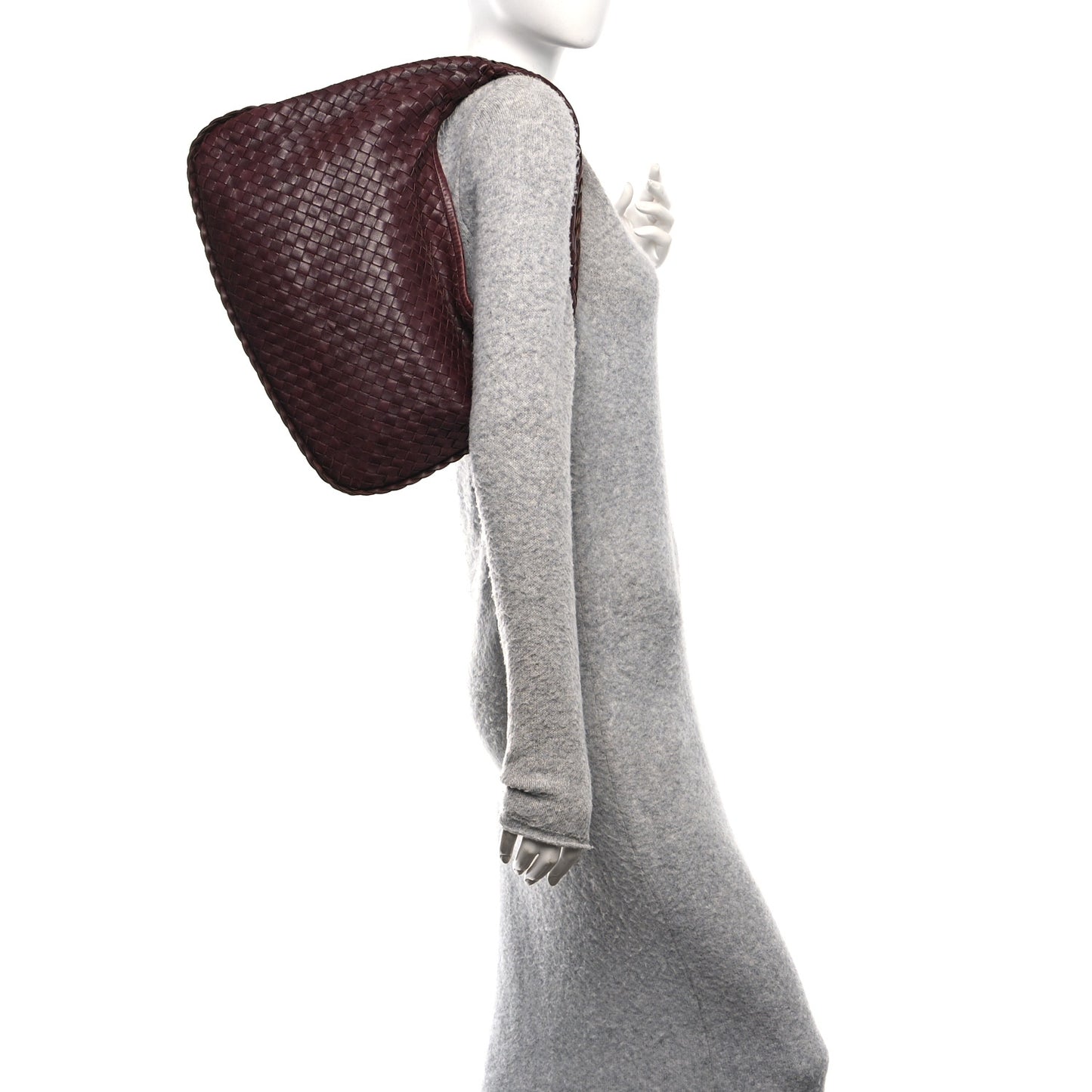 Nappa Intrecciato Medium Veneta Hobo Dark Red