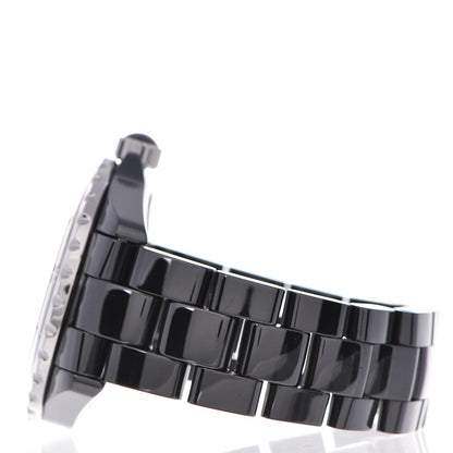 Chanel Stainless Steel Ceramic Diamond 38mm J12 Automatic Watch Black 3 of 8