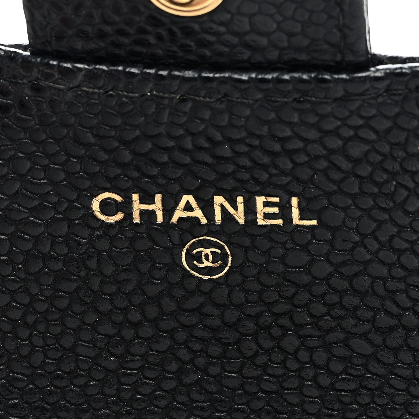 Caviar Quilted Flap Card Holder Wallet Black