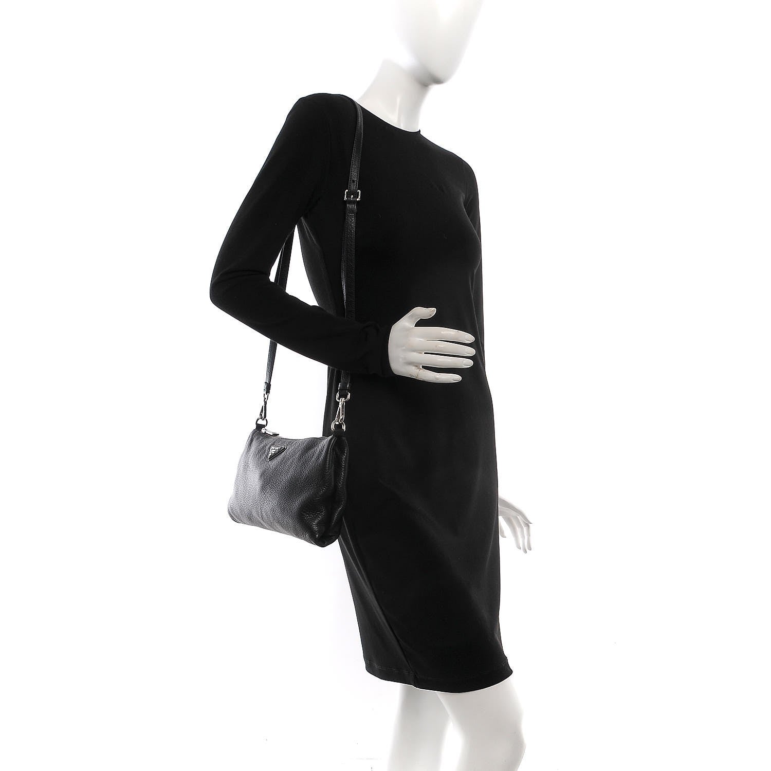 Prada Vitello Daino Crossbody Bag Black 2 of 10