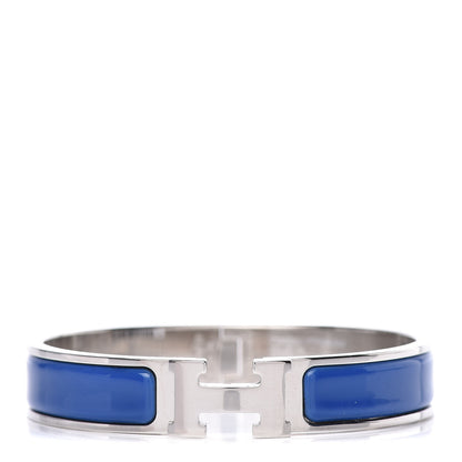 Hermes Enamel Narrow Clic Clac H Bracelet GM Bleu Cobalt 1 of 6