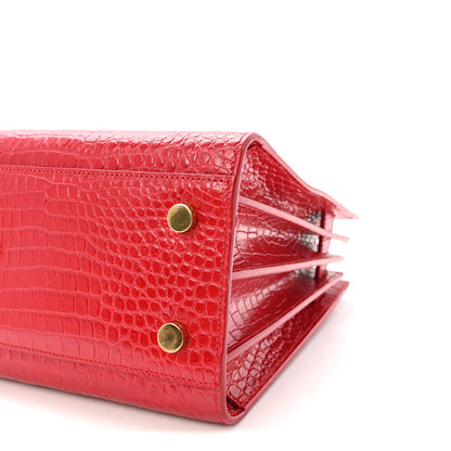 Saint Laurent Calfskin Crocodile Embossed Baby Sac de Jour Eros Red 9 of 9