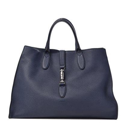 Gucci Soft Calfskin Medium Jackie Top Handle Bag Classic Blue Marine 1 of 17