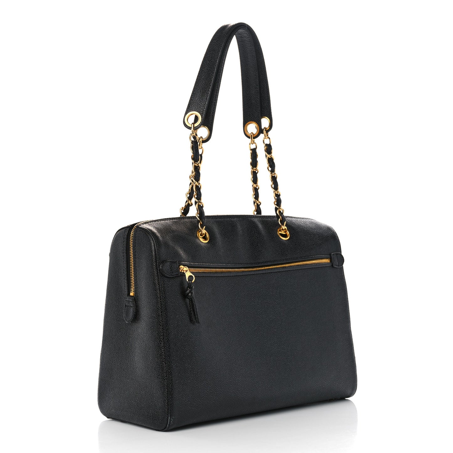 Caviar Large CC Shoulder Bag Black
