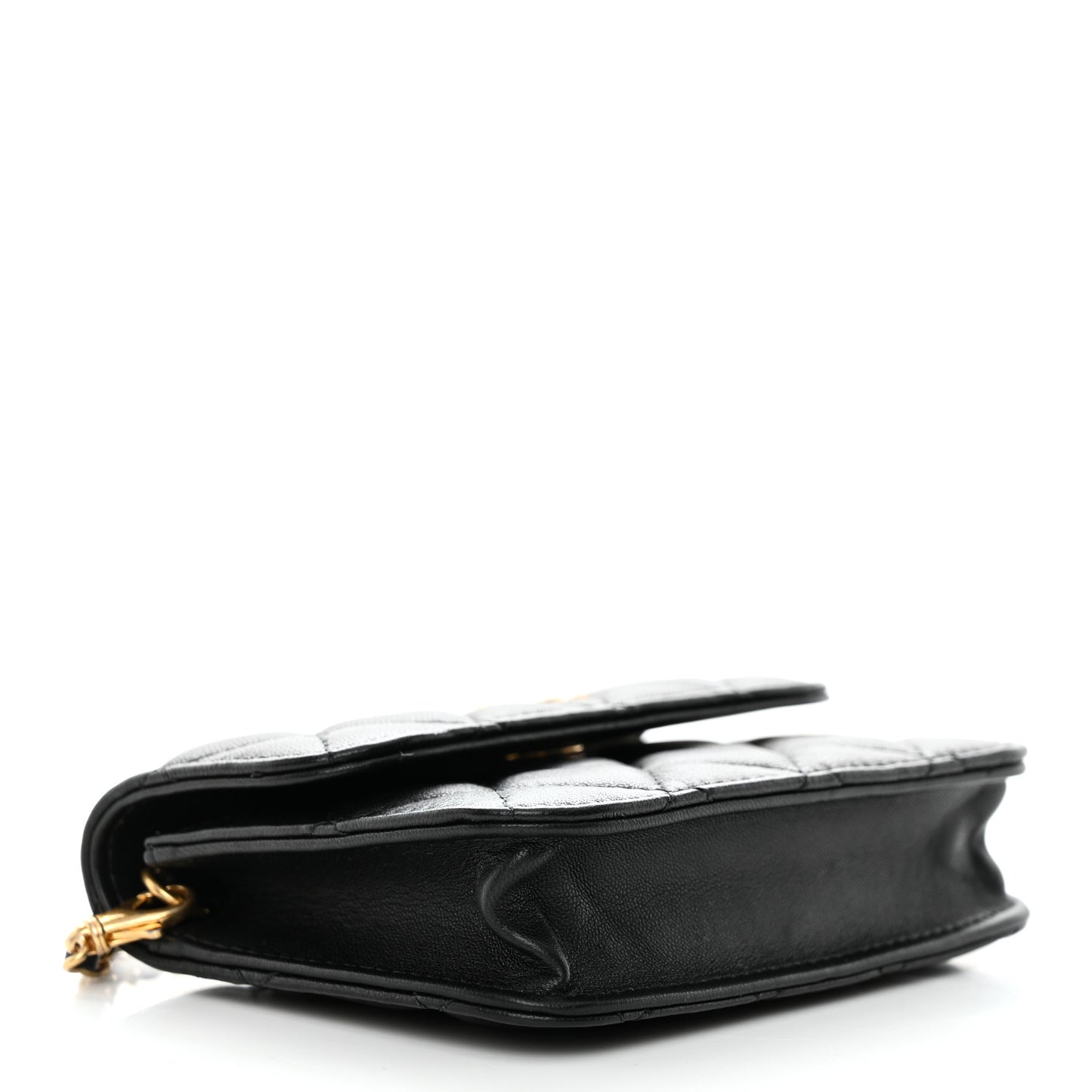 Lambskin Quilted Pearl Crush Clutch With Chain Black