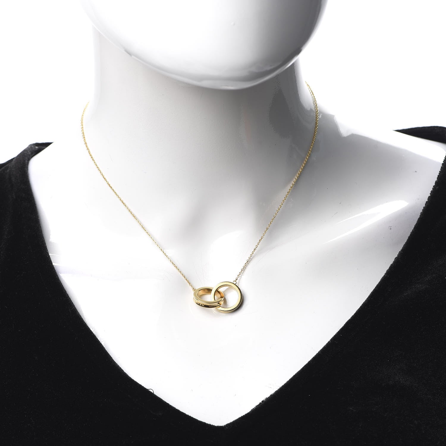 Tiffany 18K Yellow Gold 1837 Interlocking Circles Pendant Necklace 2 of 5