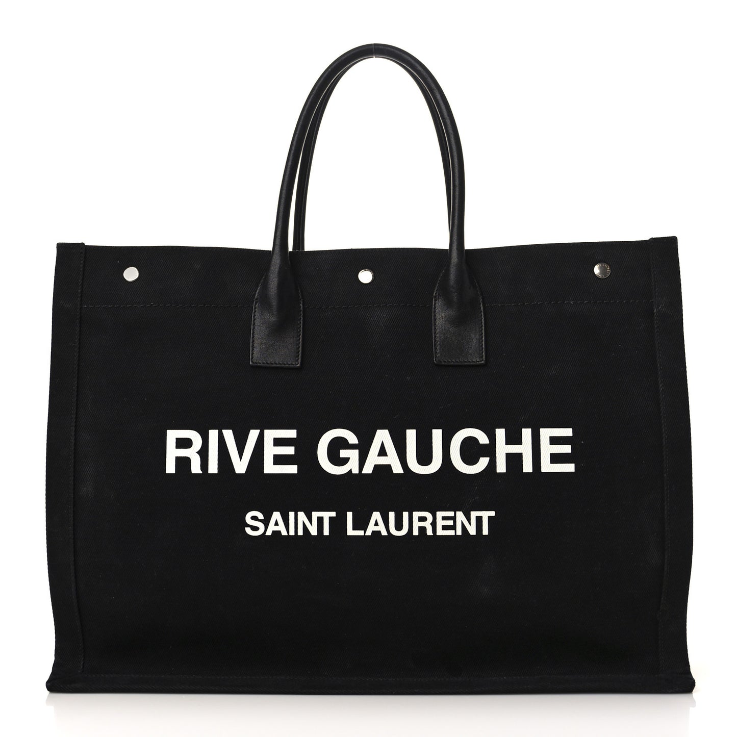 Linen Calfskin Rive Gauche Tote Black