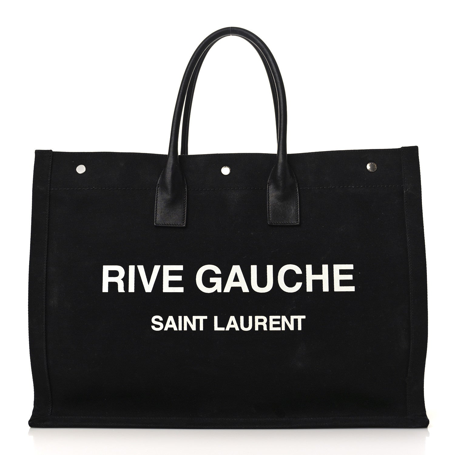 Saint Laurent Linen Calfskin Rive Gauche Tote Black 1 of 7