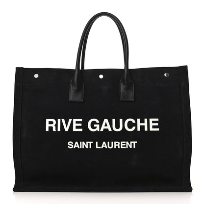 Saint Laurent Linen Calfskin Rive Gauche Tote Black 1 of 7