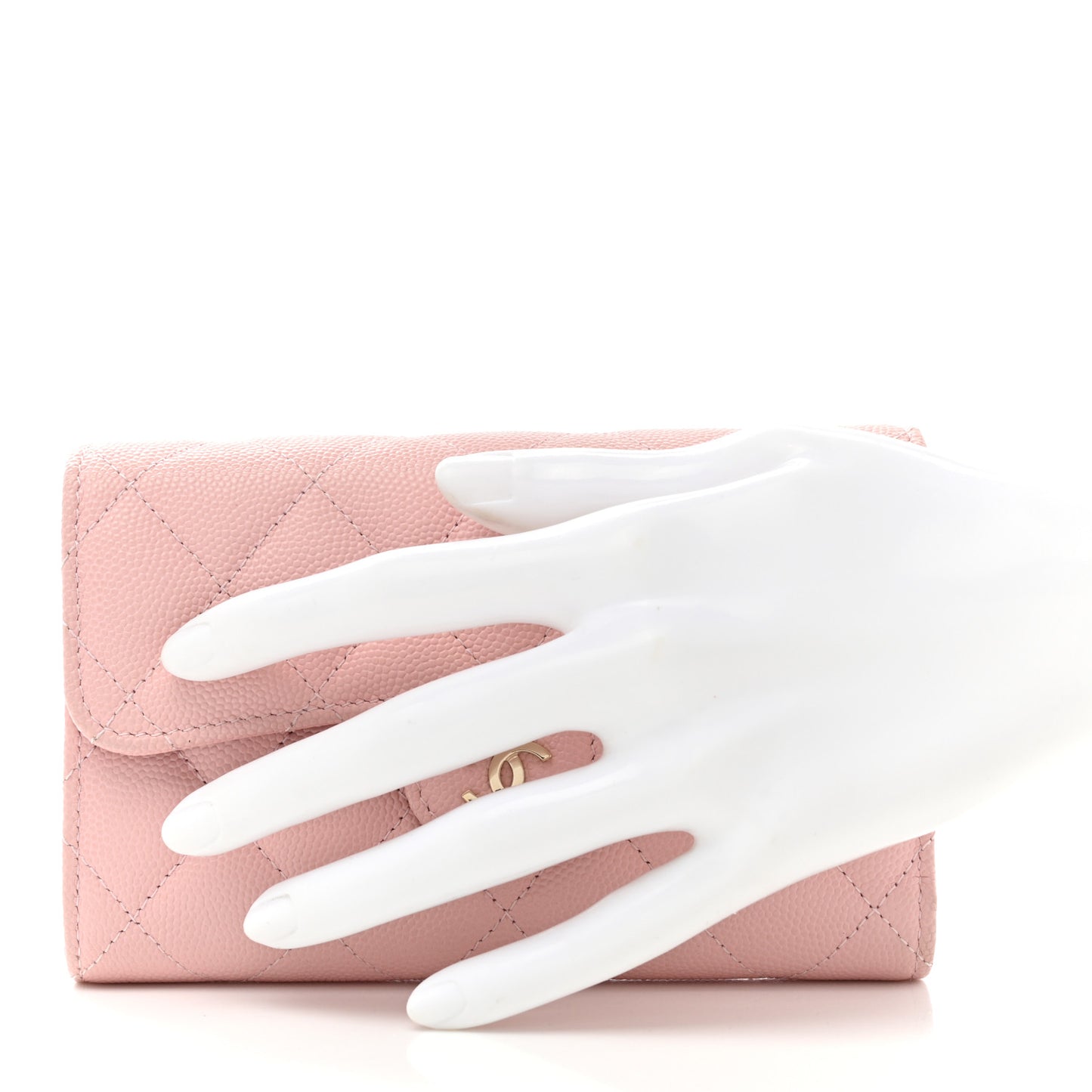 Caviar Quilted Medium Flap Wallet Light Pink