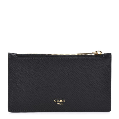 Celine Grained Calfskin Unlock Your Fantasies Zipped Card Holder Black 1 of 9