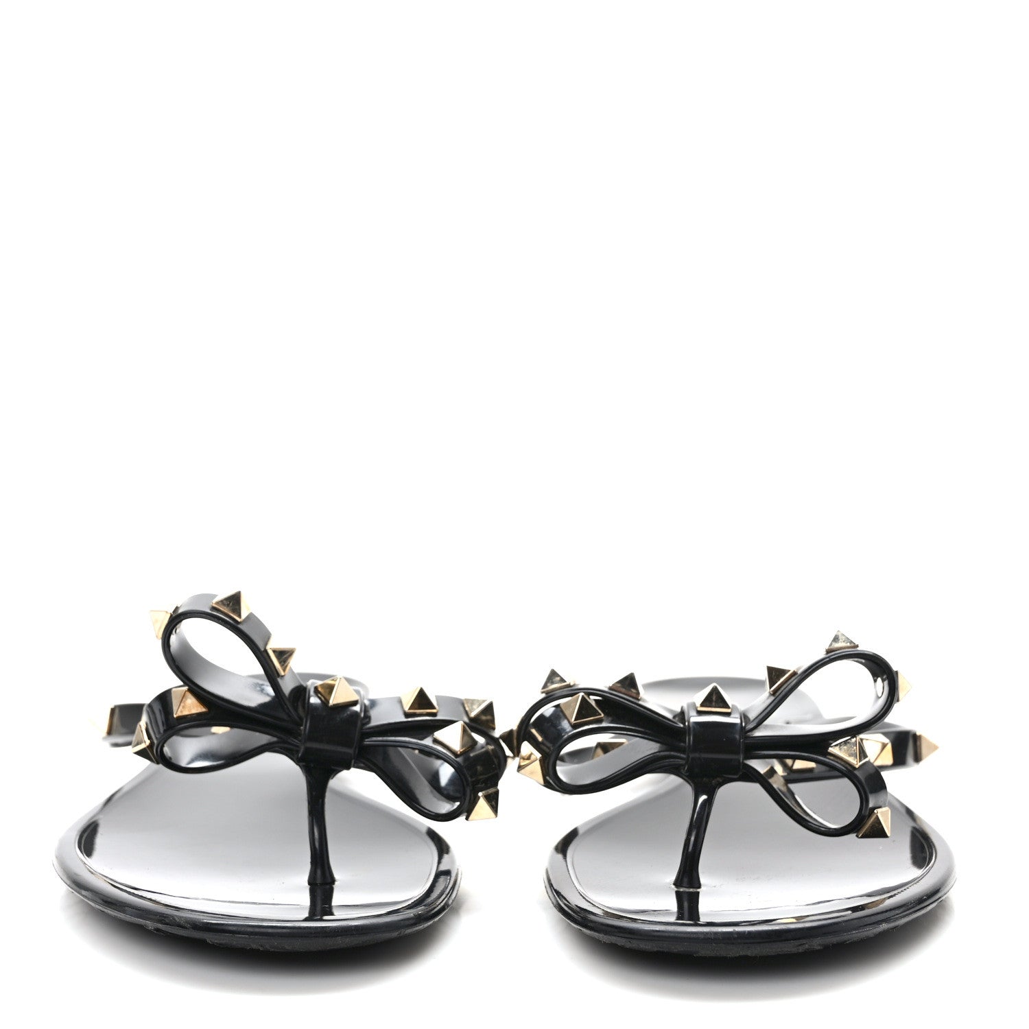 Valentino Garavani VALENTINO GARAVANI PVC Jelly Rockstud Bow Thong Sandals 38 Black 2 of 7