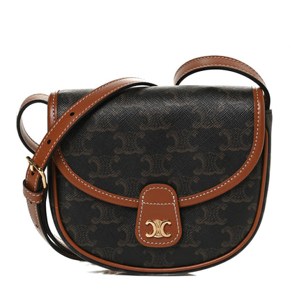 Celine Canvas Calfskin Triomphe Mini Besace Tan 1 of 11