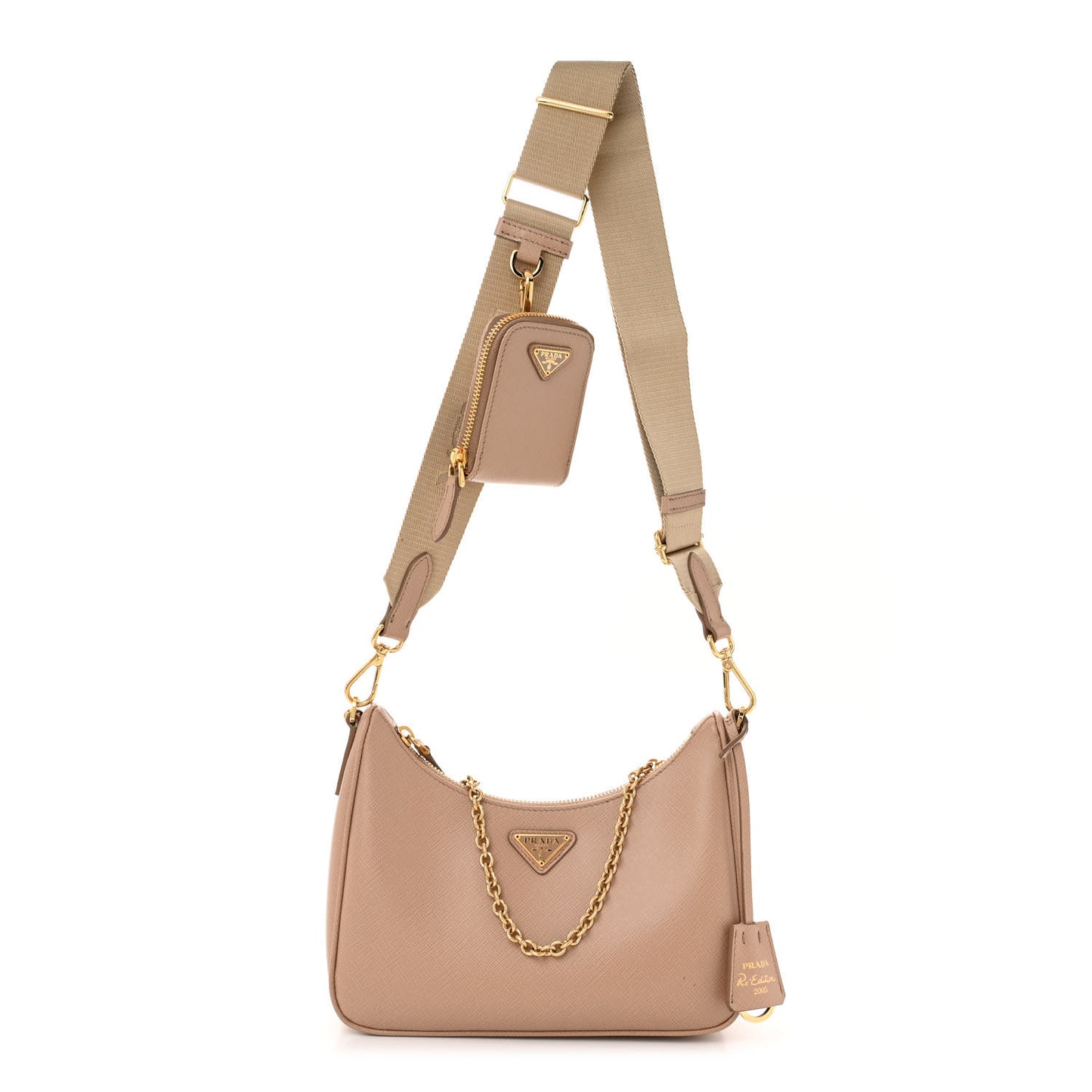 Saffiano Lux Re-Edition 2005 Shoulder Bag Cammeo