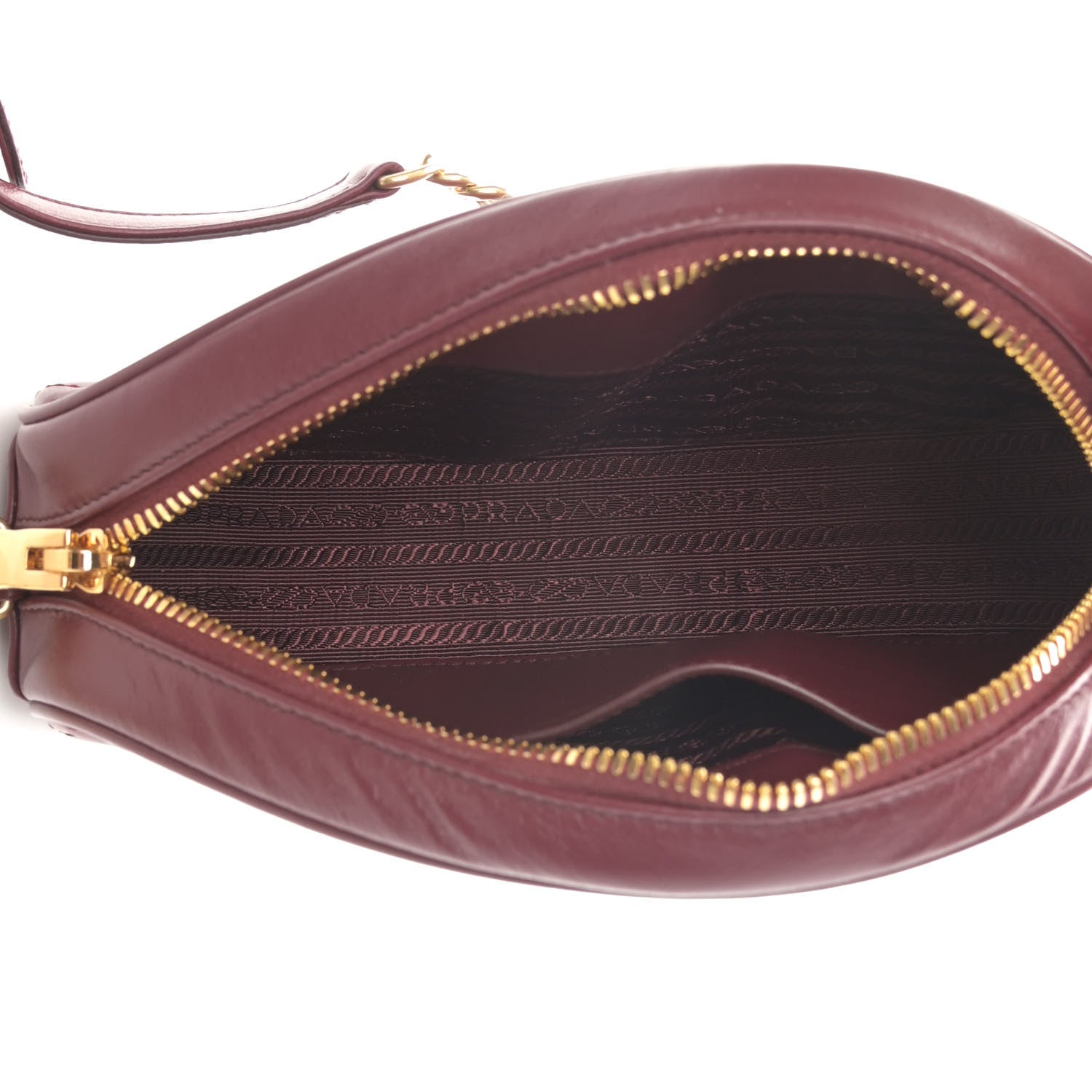 Prada Soft Calfskin Impunture Diagramme Oval Crossbody Bag Cerise 5 of 11