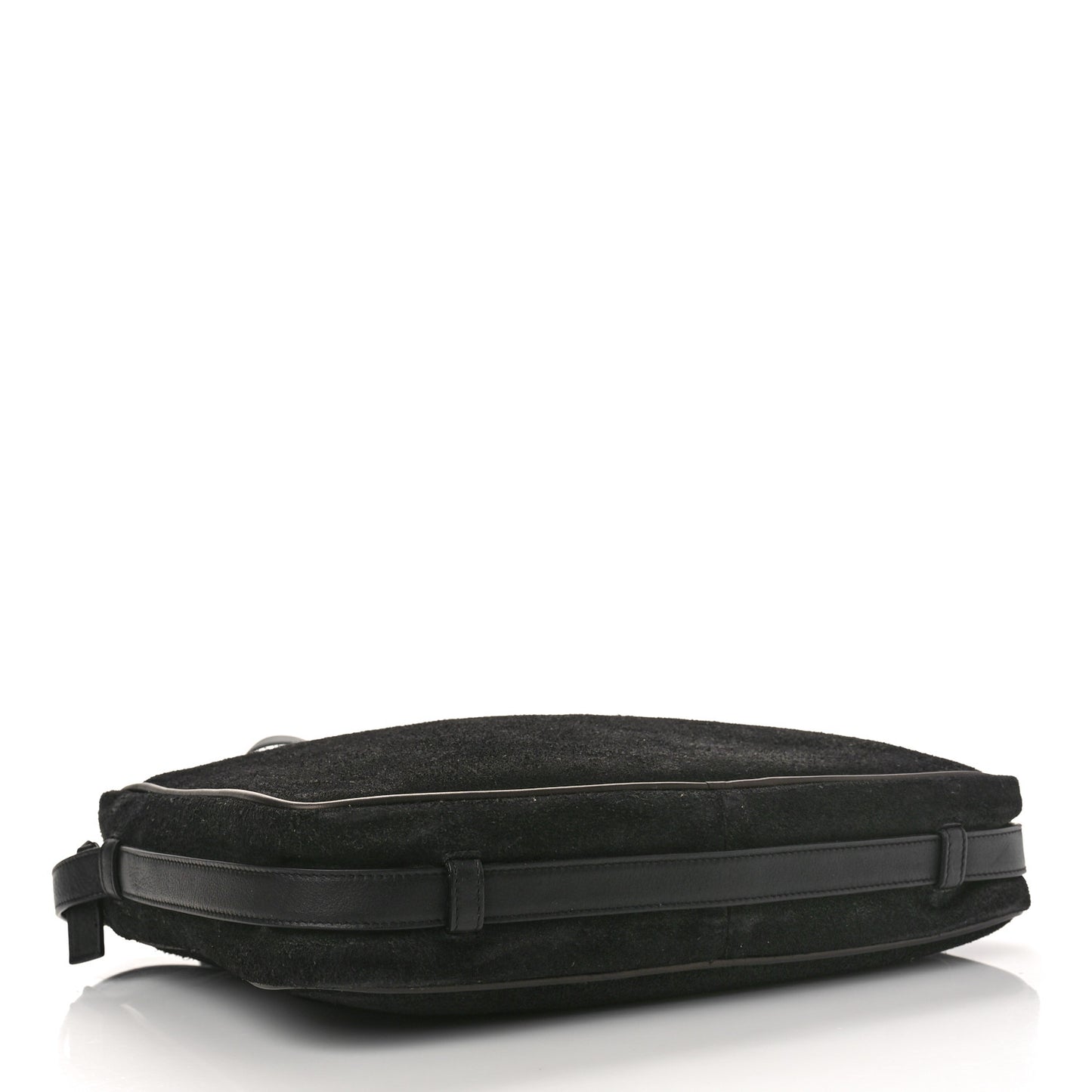 Suede Flat Messenger Bag Black