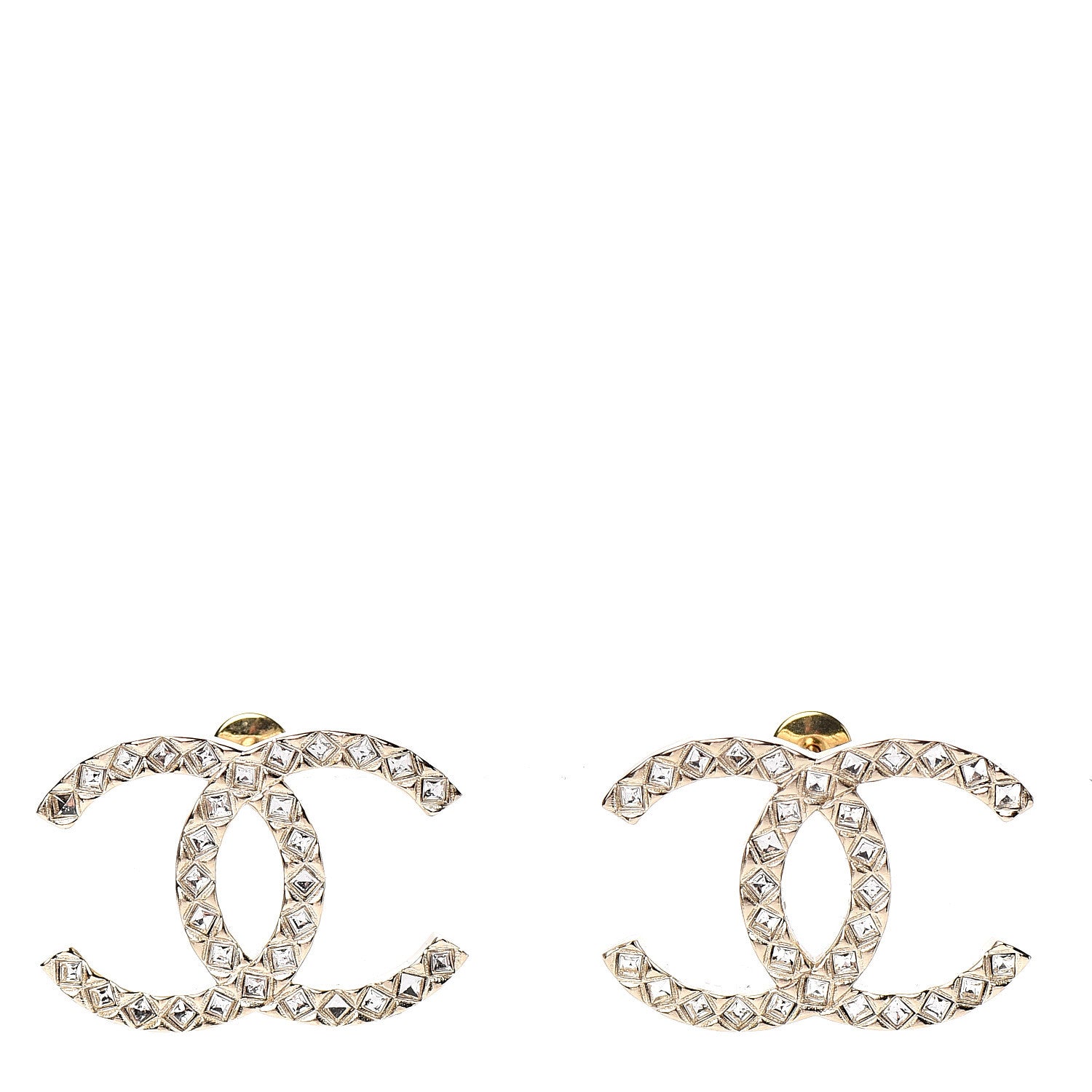 Chanel Baguette Crystal High Society CC Earrings Gold 1 of 5