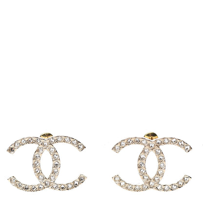 Chanel Baguette Crystal High Society CC Earrings Gold 1 of 5