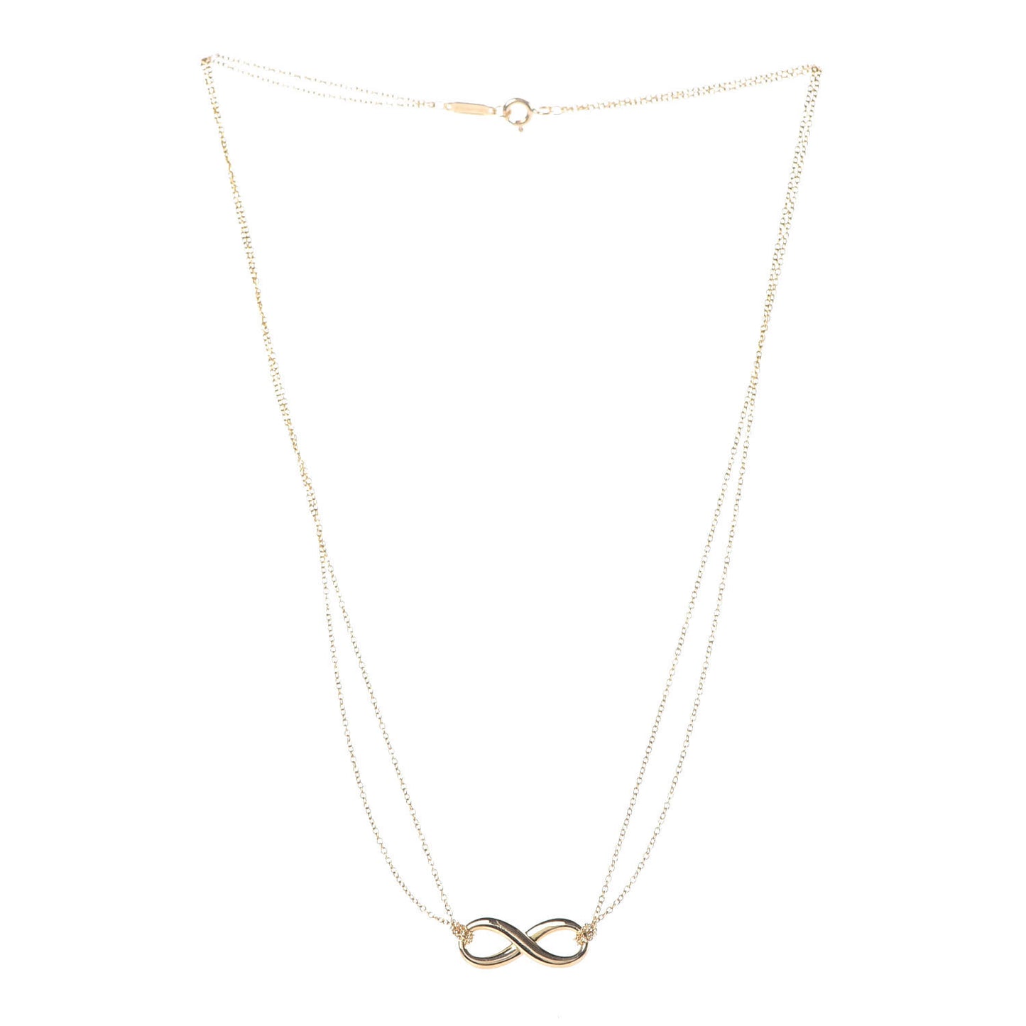18K Yellow Gold Infinity Double Chain Pendant Necklace
