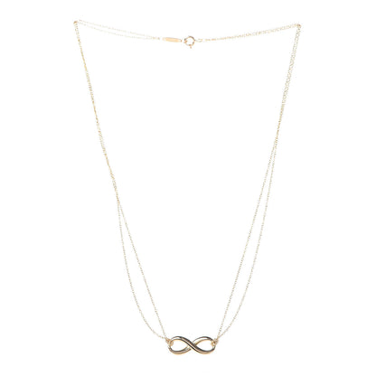 Tiffany 18K Yellow Gold Infinity Double Chain Pendant Necklace 3 of 6