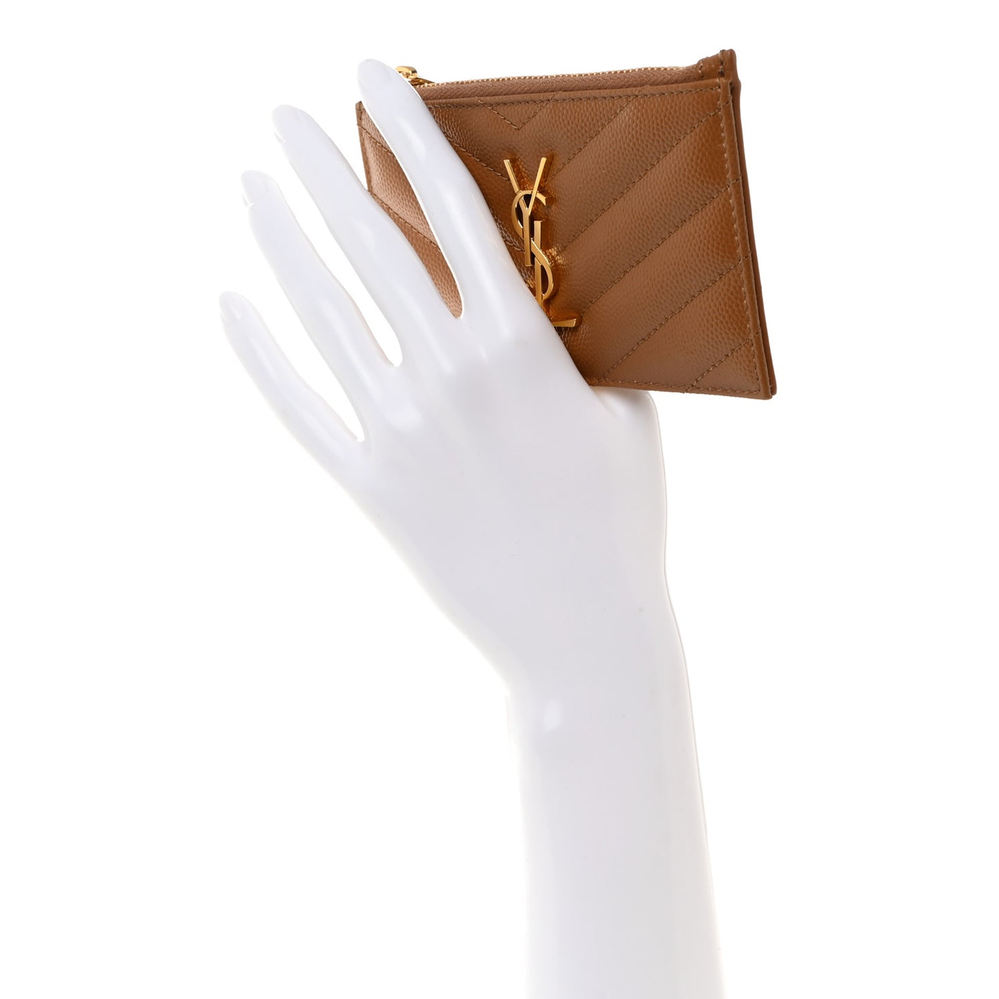 Grain De Poudre Matelasse Chevron Monogram Fragments Zippered Card Case