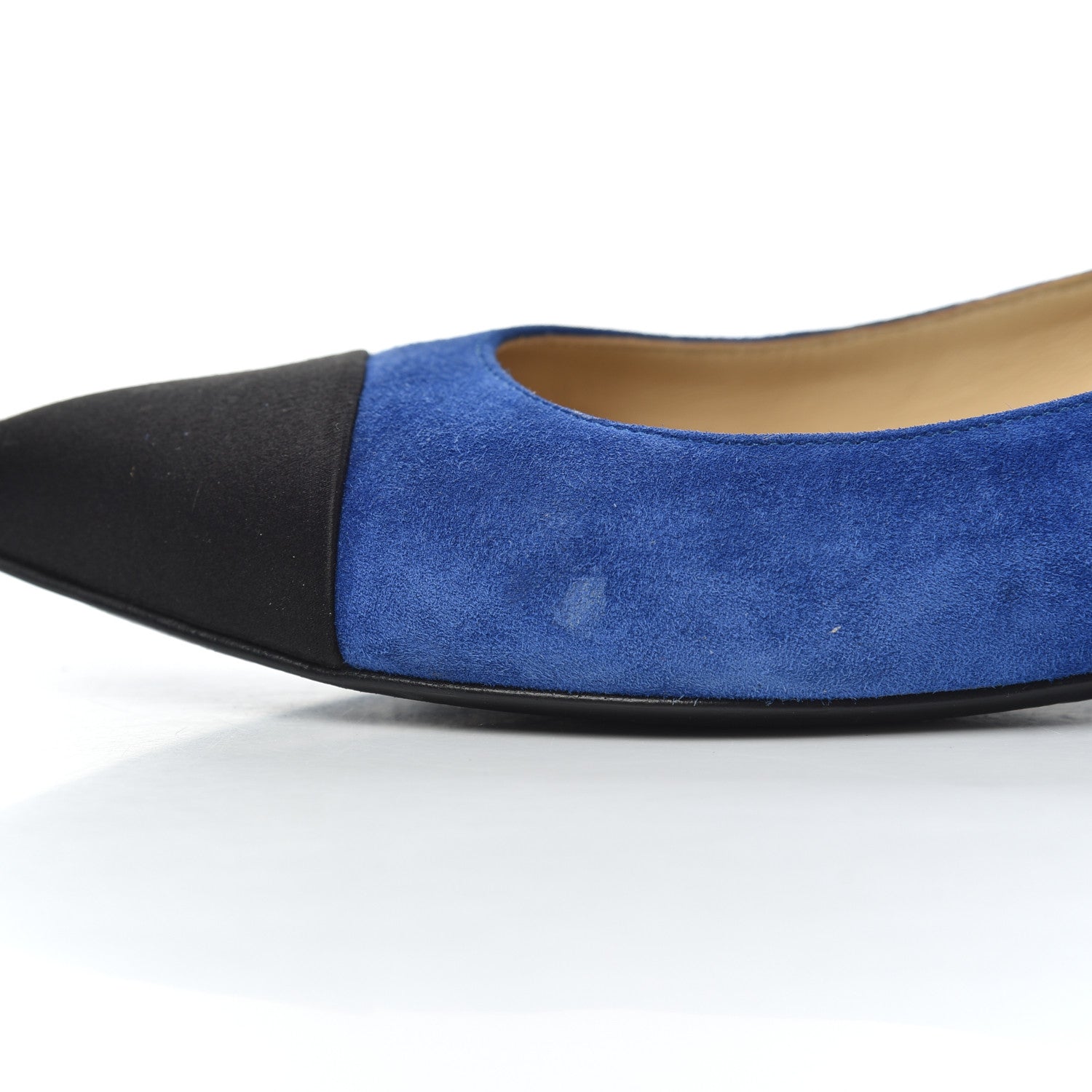 Chanel Suede Satin Cap Toe Gabrielle Ballerina Flats 36.5 Royal Blue Black 9 of 23