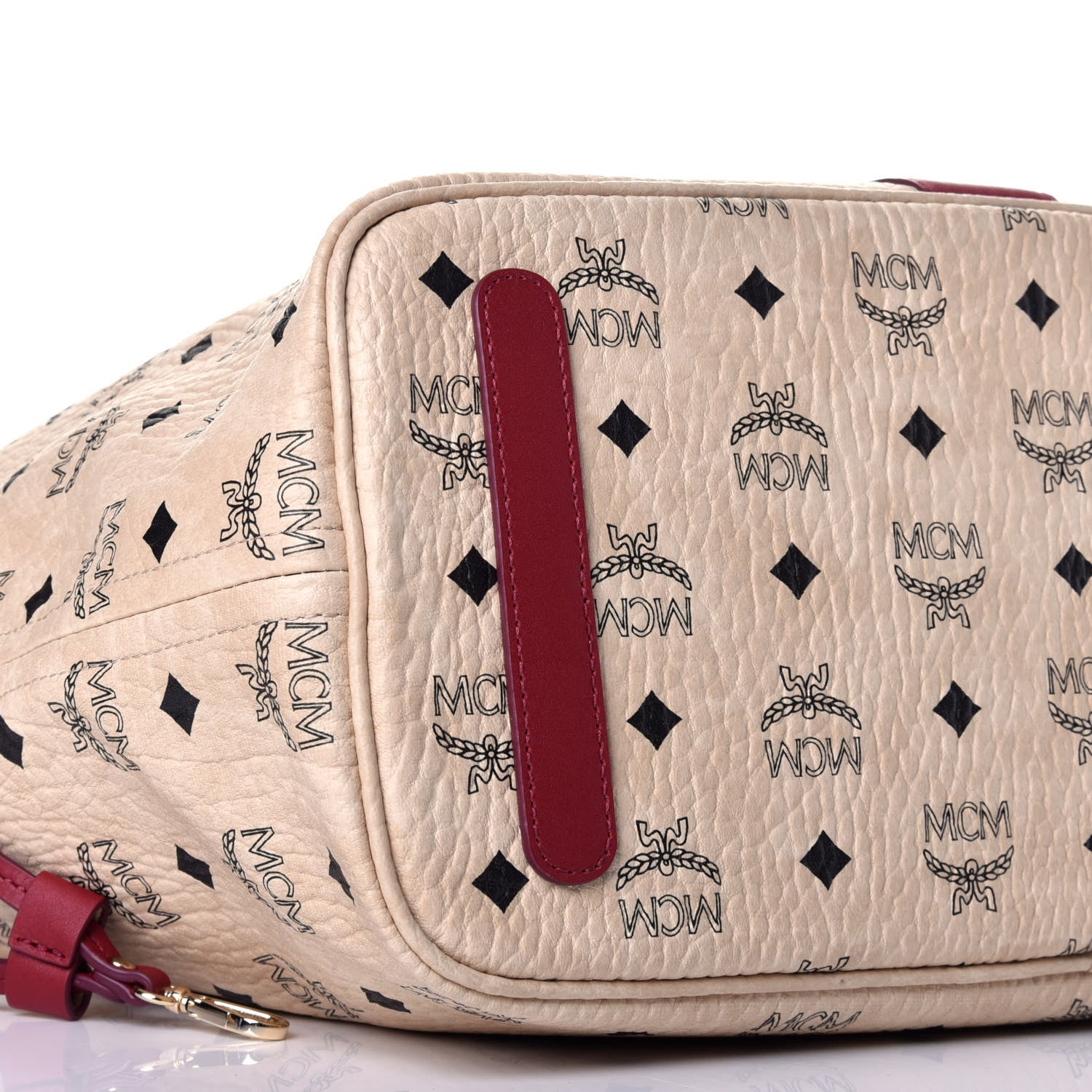 MCM Visetos Medium Liz Reversible Shopper Tote Beige Red 11 of 14
