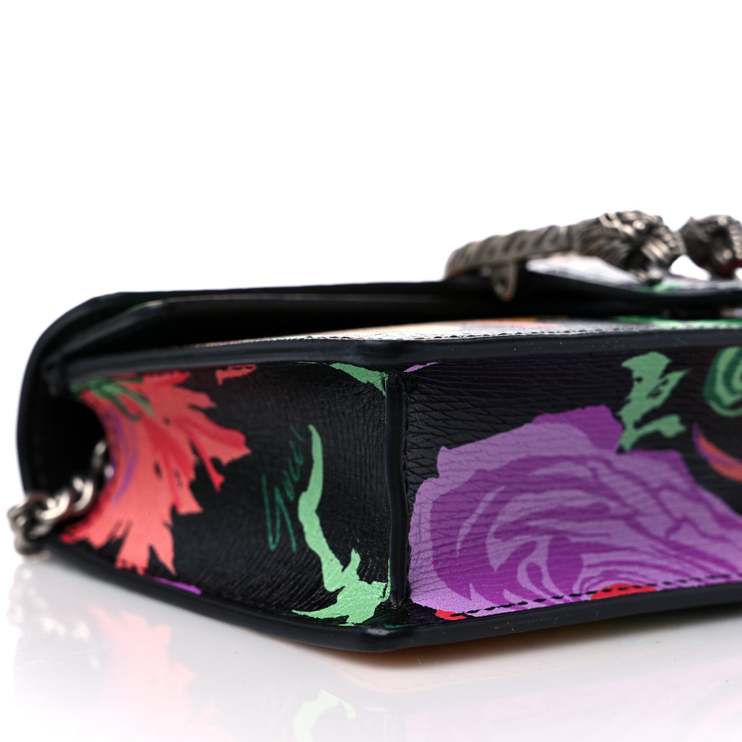 X KEN SCOTT New Shangai Calfskin Jenny Floral Print Super Mini Dionysus Shoulder Bag Black Pink