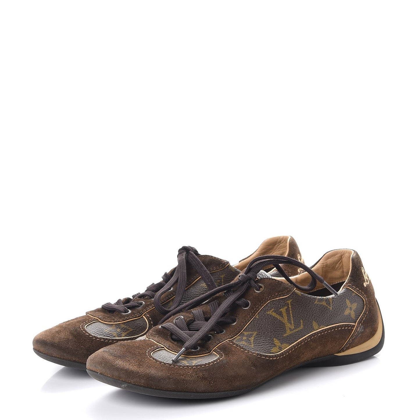 Monogram Suede Energie Sneakers 37.5 Brown