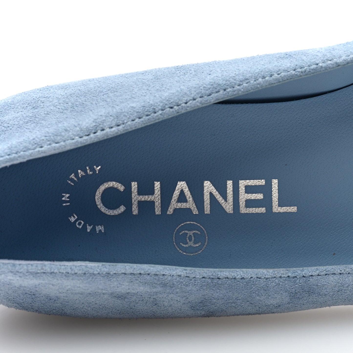Suede Cap Toe Camellia Ballerina Flats 36.5 Light Blue