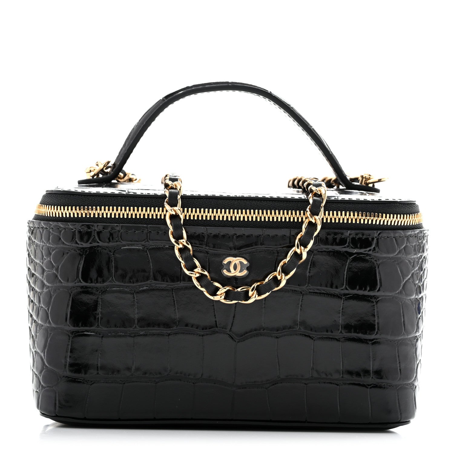 Chanel Calfskin Crocodile Embossed Exoticoco Small Top Handle