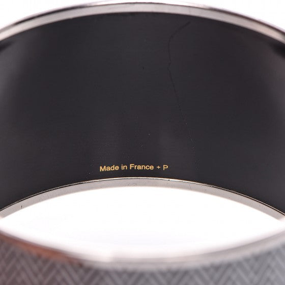 Hermes Enamel Printed Extra Wide Chevron Bracelet 65 Black 4 of 5