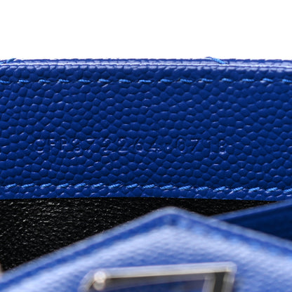 Saint Laurent Grain De Poudre Matelasse Chevron Monogram Flap Wallet Royal Blue 7 of 7