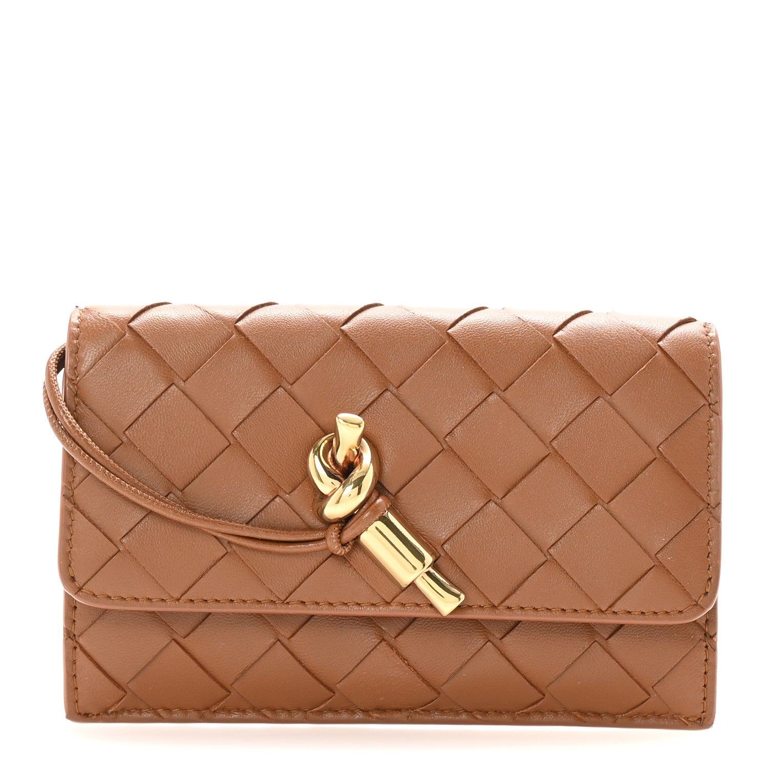 Bottega Veneta Nappa Intrecciato Andiamo Flap Card Case Cognac 1 of 6