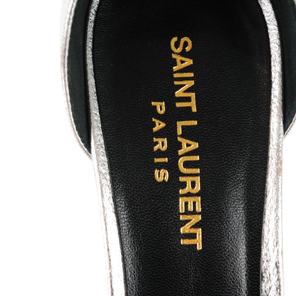 Saint Laurent Crackled Metallic Calfskin Jane 110 Ankle Strap Sandals 39.5 Silver 7 of 7