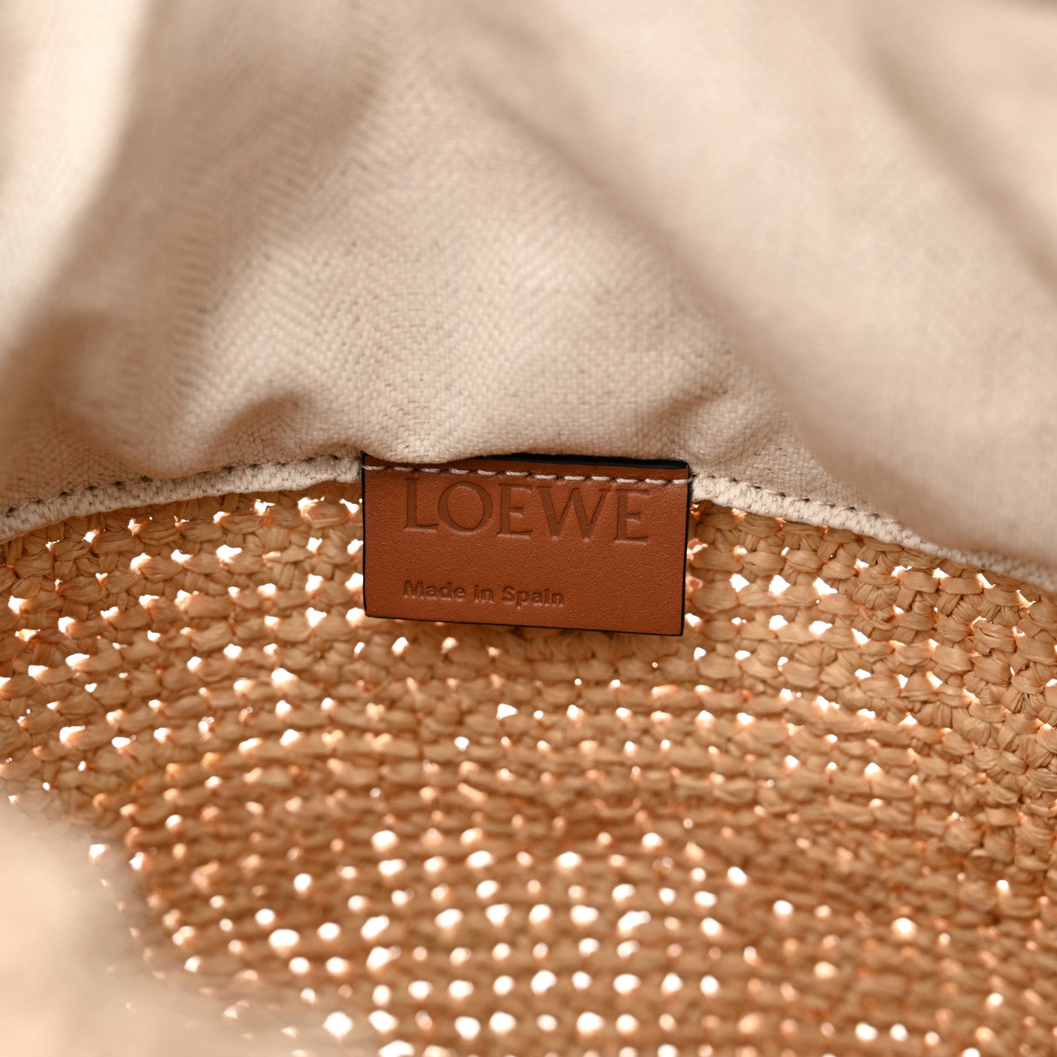 Loewe Calfskin Raffia Anagram Paulas Ibiza Pochette Bag Natural Tan 6 of 13