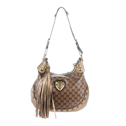 Gucci Crystal Monogram Babouska Hobo Gold 1 of 7