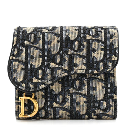 Christian Dior Oblique Saddle Lotus Wallet Blue 1 of 13