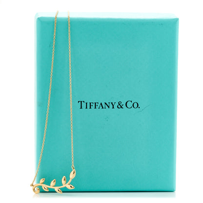 Tiffany 18K Yellow Gold Paloma Picasso Olive Leaf Vine Pendant Necklace 6 of 6