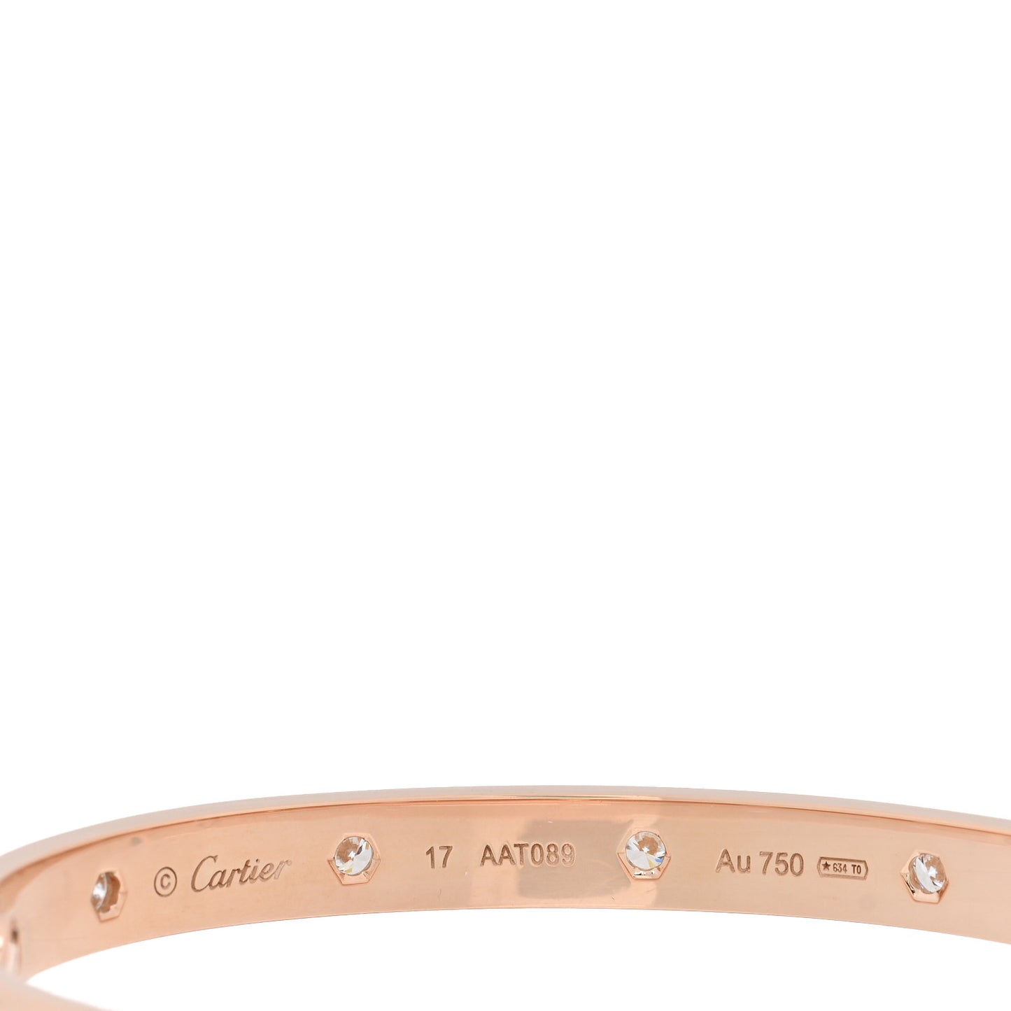 18K Pink Gold 10 Diamond LOVE Bracelet 17